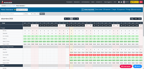 Gestione planner prezzi per piani tariffari