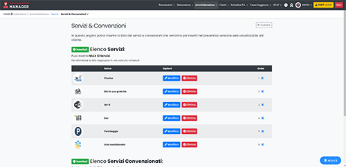 Gestione servizi principali e servizi convenzionati